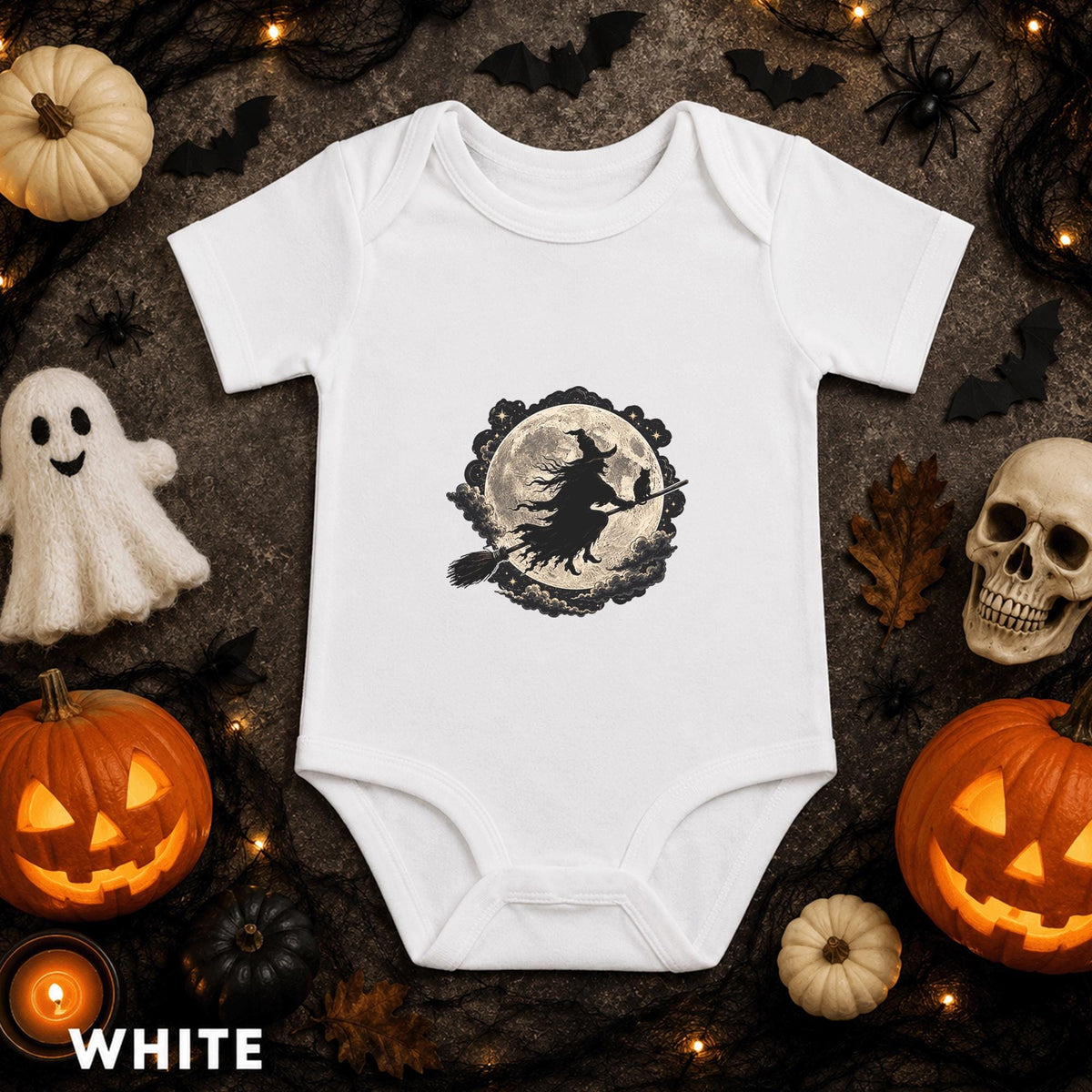Witch Baby Bodysuit, Halloween Infant Outfit, Full Moon Witch Shirt, Spooky Newborn Gift, First Halloween Costume, Gothic Baby Outfit