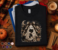 Cute Ghost Cat Halloween Shirt, Black Kitten Boo Tee