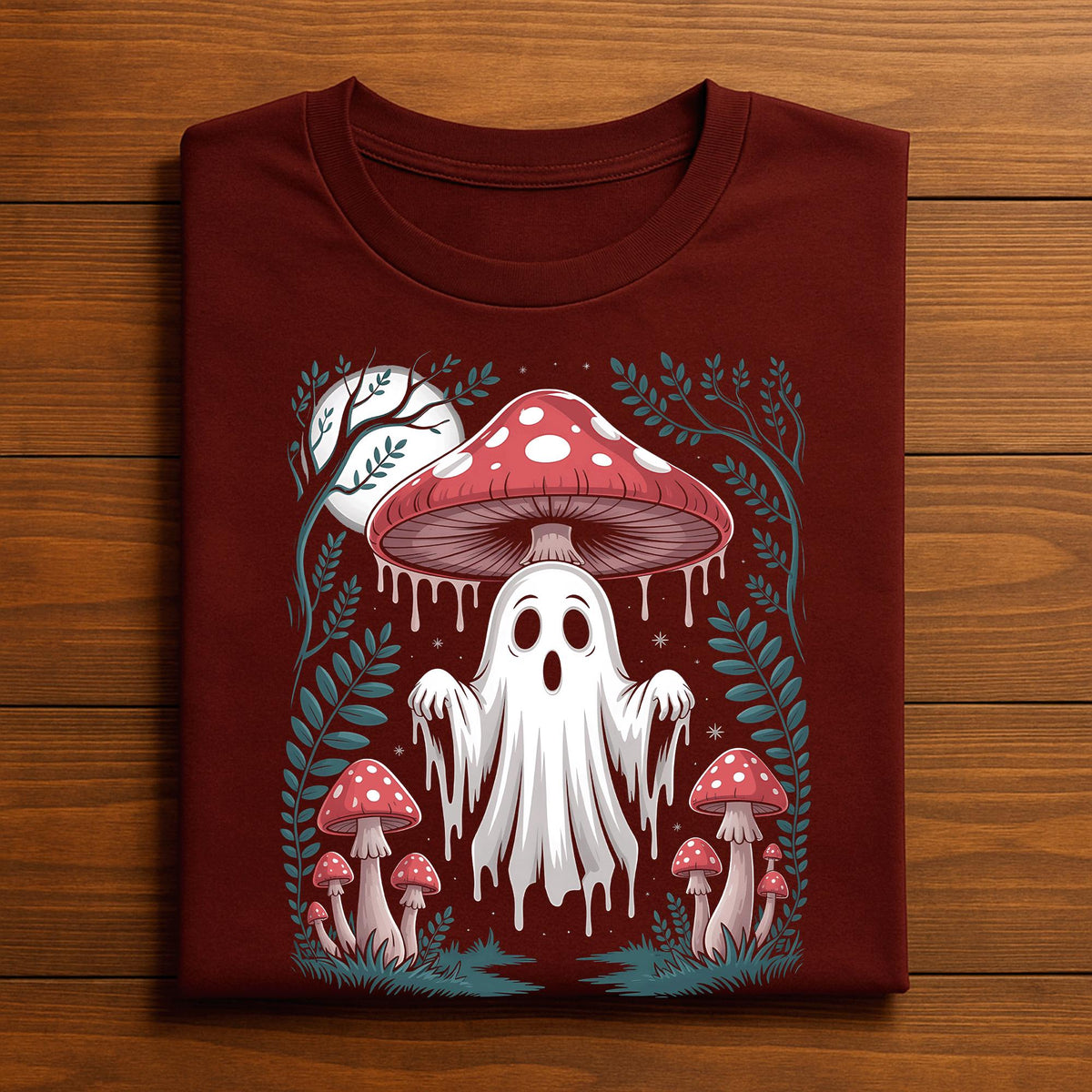Spooky Mushroom Ghost Shirt Halloween Cottagecore Aesthetic Creepy Forest Haunted House Witchy Vibes Scary Fall Costu...