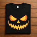 Creepy Jack O Lantern Pumpkin Face Shirt, Spooky Halloween Evil Eyes And Sharp Teeth Tee