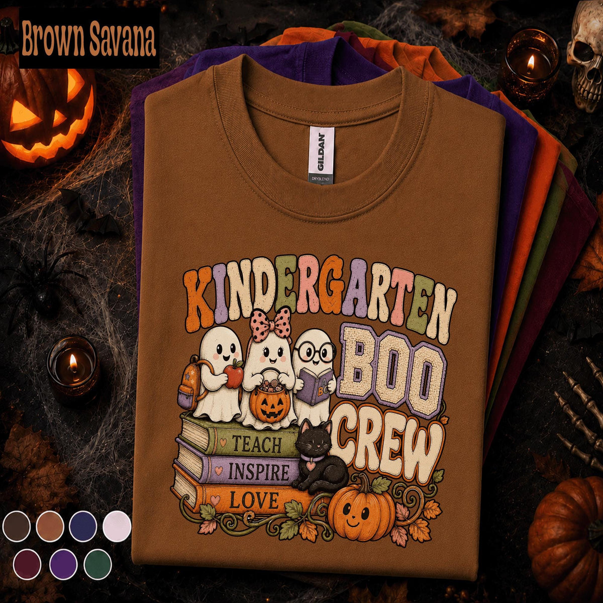 Kindergarten Boo Crew Halloween Shirt, Cute Ghost Teacher Tee, Preschool Fall Shirt, Spooky Classroom Gift, Halloween Teacher Team Tee