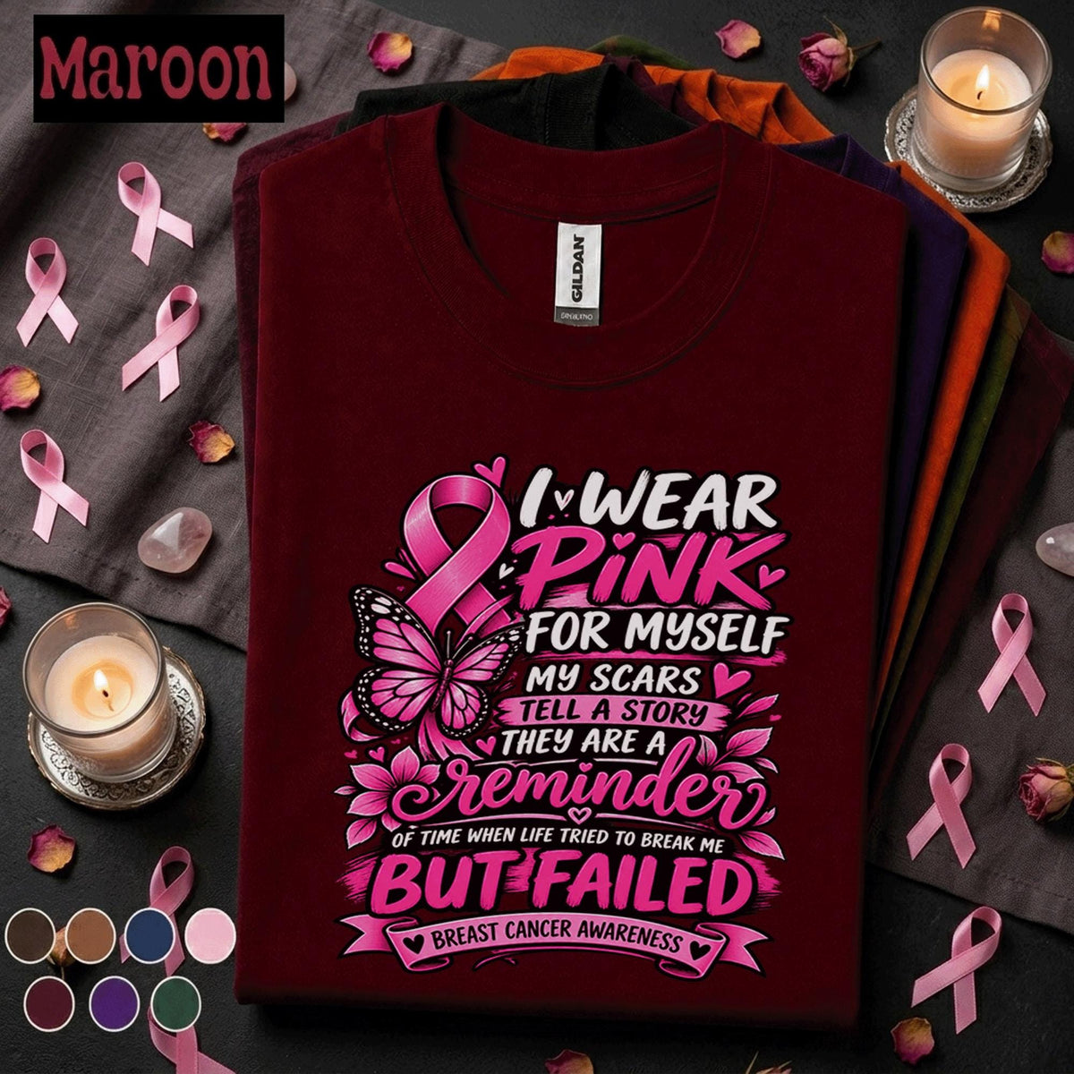 Breast Cancer Survivor Shirt, I Wear Pink for Myself Tee, Pink Ribbon Butterfly Shirt, Inspirational Cancer Awareness Gift for Women