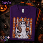 Halloween Football Shirt, Ghost Football Tee, Spooky Game Day Shirt, Pumpkin Coffee Fall Tee, Cute Football Season Gift for Fans