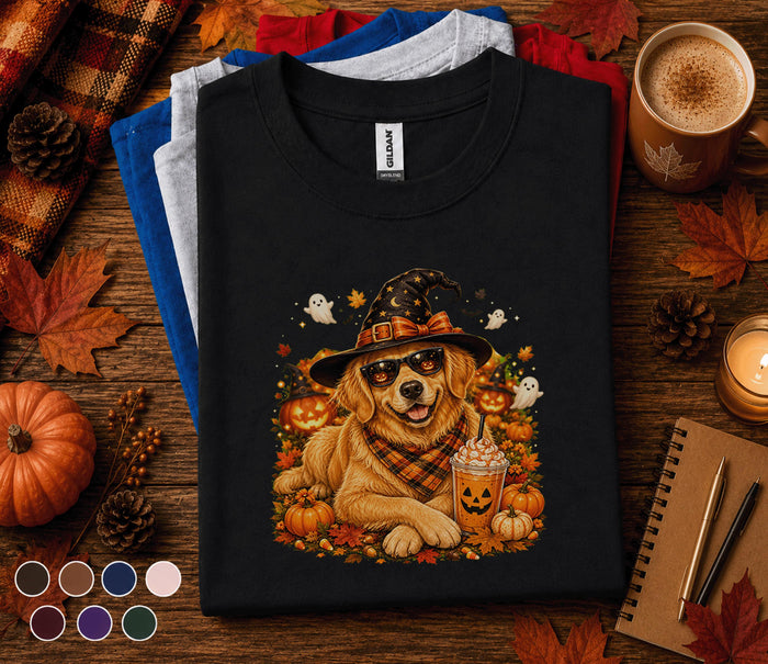 Golden Retriever Halloween Shirt, Cute Fall Dog Pumpkin Spice Tee