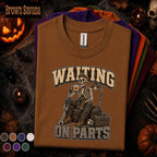 Mechanic Halloween Shirt, Waiting on Parts Tee, Funny Skeleton Mechanic Gift, Auto Repair Technician, Spooky Garage Worker T-Shirt