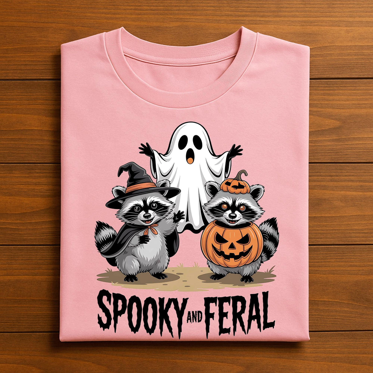 Spooky and Feral Raccoon Shirt, Halloween Raccoon Ghost Tee