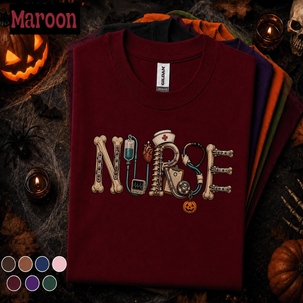 Nurse Halloween Shirt, Spooky Orthopedic Nurse Tee, Medical Skeleton Bones Shirt, Pumpkin Nursing Gift, Healthcare Halloween Tee for RN
