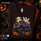 Halloween Monster Truck Shirt, Purple Pickup Ghost Tee, Pumpkin Truck T Shirt, Spooky Off Road, Kids Youth Boys Halloween Gift Truck Lovers