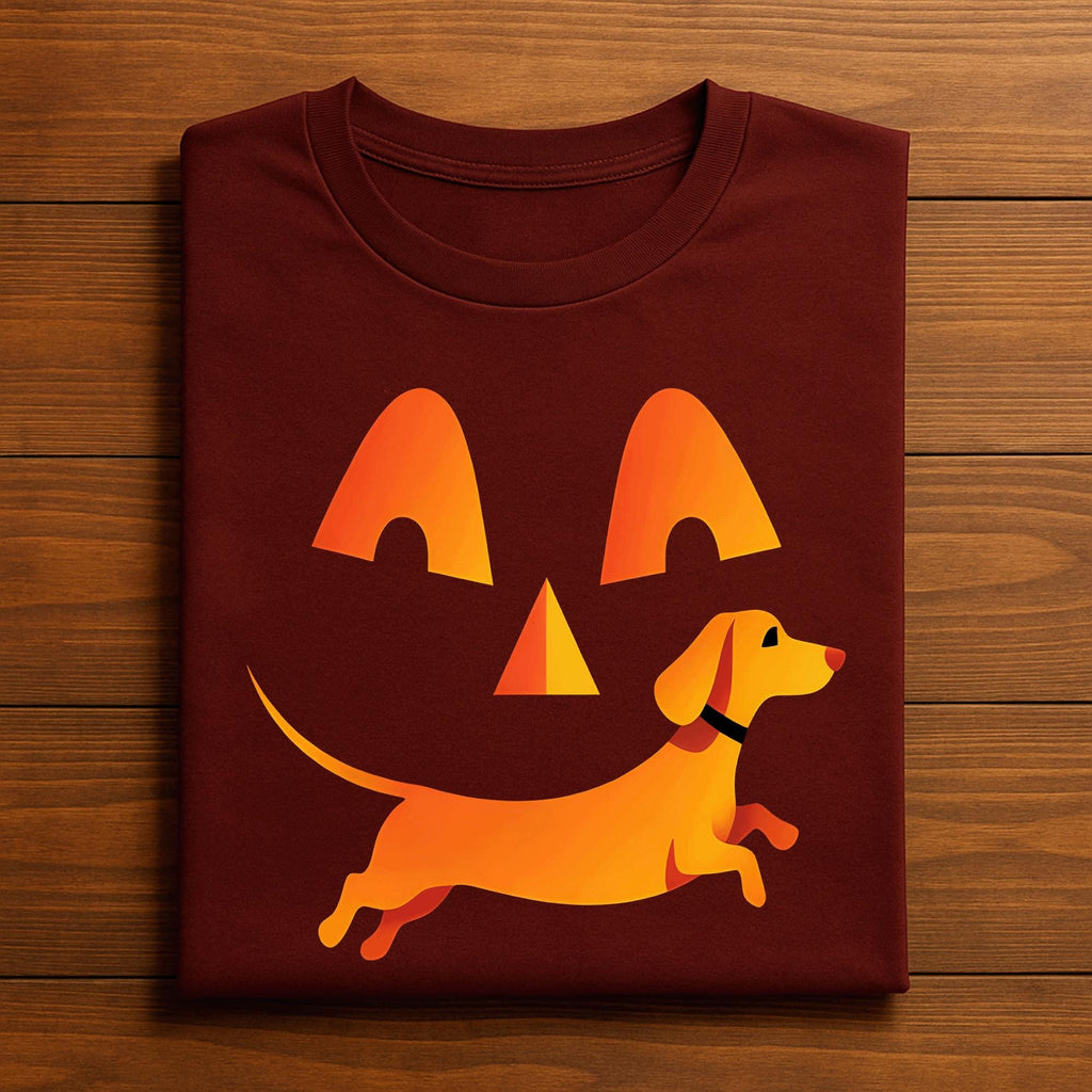 Pumpkin Face Dachshund Shirt, Dachshund Halloween Dog Lover Tee, Funny Wiener Dog Pumpkin Shirt, Cute Halloween Pup T-Shirt, Dog Halloween