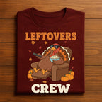 Leftovers Crew Funny Thanksgiving Turkey Shirt Humor Autumn Fall Feast Day Cute Turkey Tee Retro Family Holiday Tee, Thanksgiving Sweatshirt