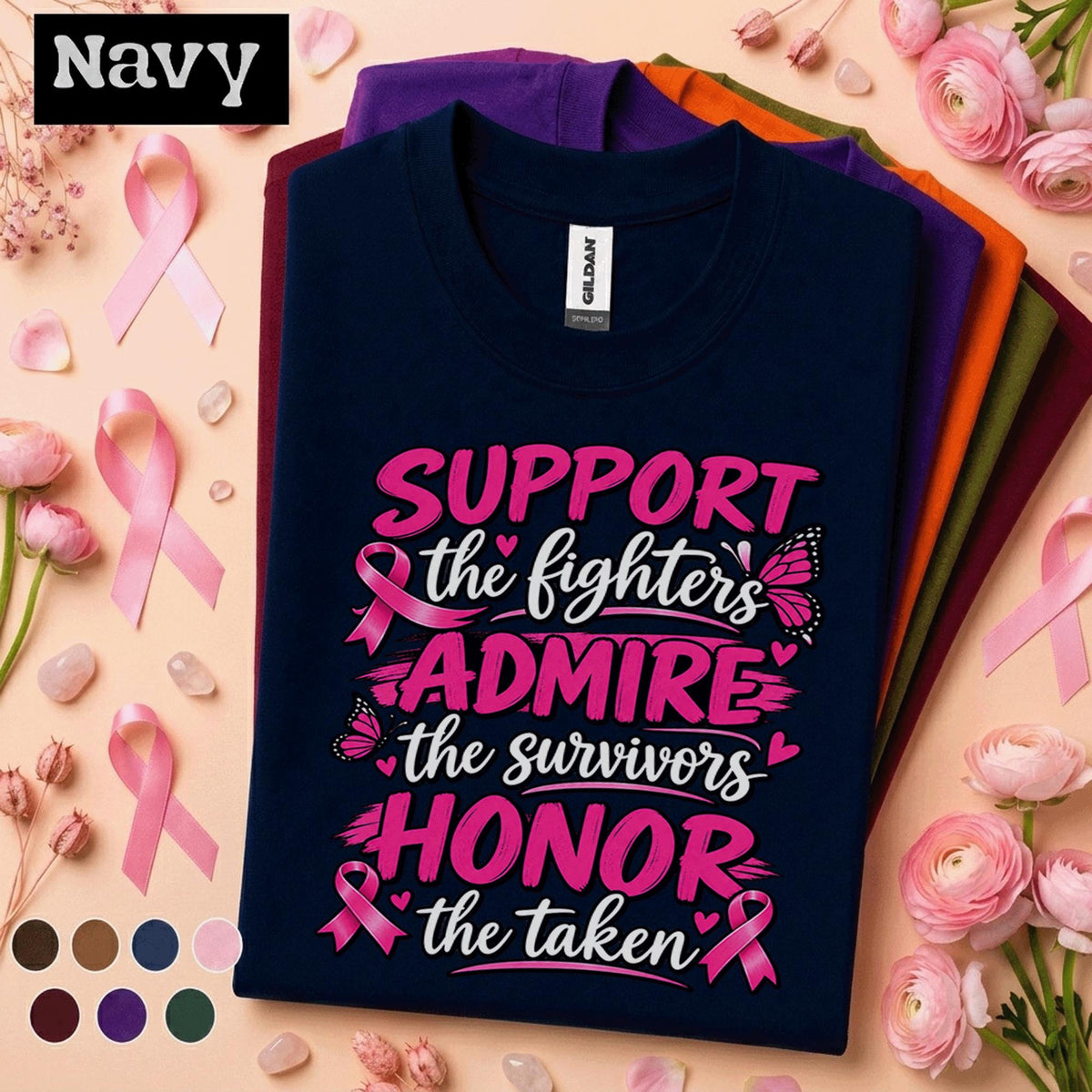Breast Cancer Awareness Shirt, Support the Fighters Tee, Admire Survivors Pink Ribbon Shirt, Honor the Taken October Awareness Gift Tee