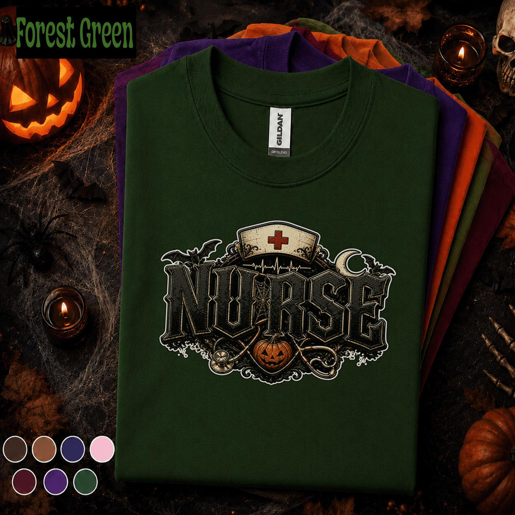 Nurse Halloween Shirt, Gothic Nurse Tee, Spooky Healthcare Worker Gift, Vintage Nursing T Shirt, Halloween Nurse Costume, ER Staff Tee