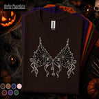 Spider Web Bow Halloween Shirt, Gothic Coquette T Shirt, Spooky Lingerie Tee, Witchy Aesthetic Top, Halloween Gift for Her