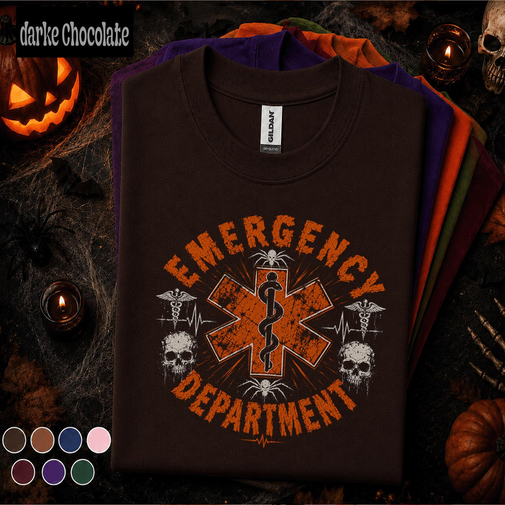 Emergency Department Halloween Shirt, Spooky ER Nurse Tee, Medical Skull EMT Gift, Paramedic Healthcare Worker Halloween T Shirt, ER Crew