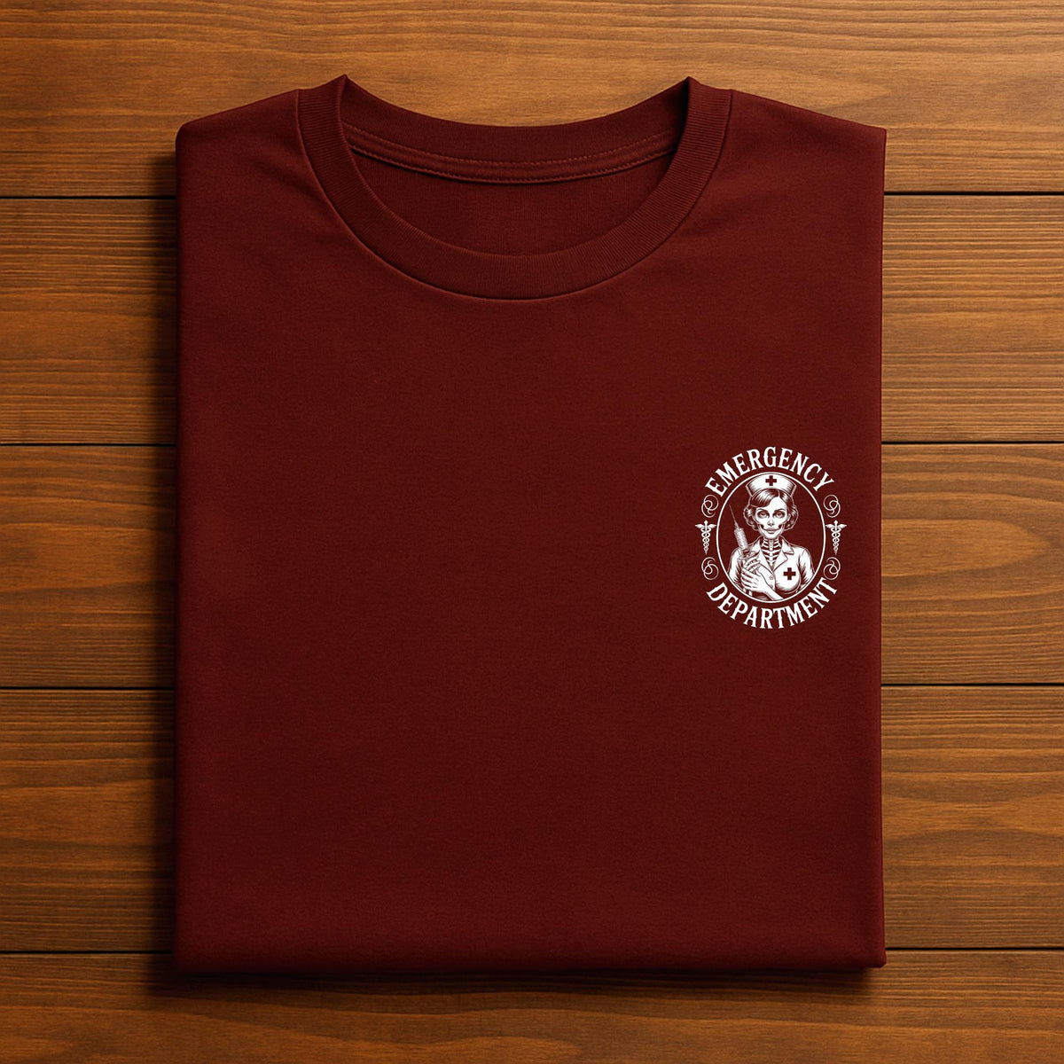 Skull Emergency Department Shirt Spooky Halloween Nurse Doctor Tee Creepy Skeleton Medical Design For ER Staff And Horror Hospital Costume