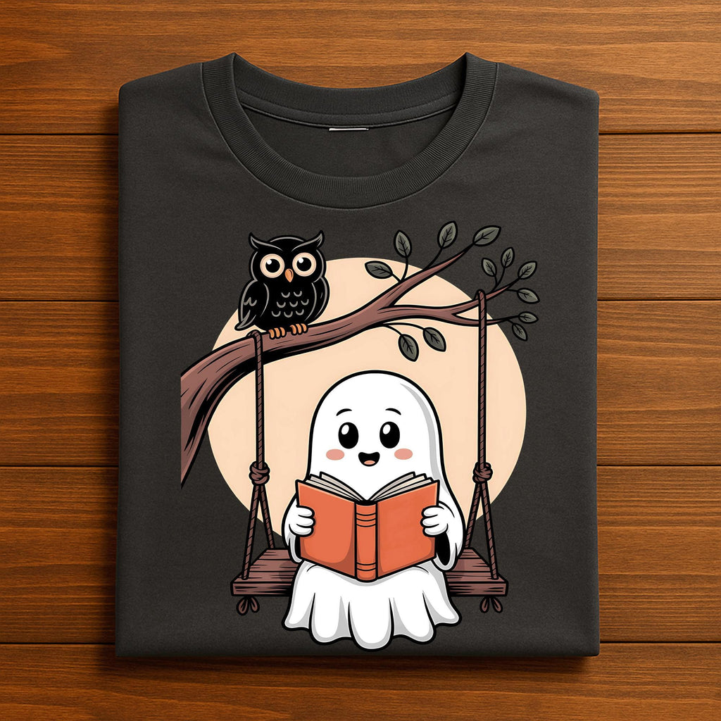 owl Ghost Reading Books Shirt, Teacher Librarian Halloween