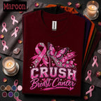Breast Cancer Awareness Shirt, Crush Breast Cancer Tee, Pink Ribbon Butterfly Shirt, Pink October Fighter Survivor Support Gift for Women