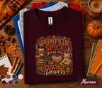 Pumpkin Spice Gives Me Teacher Powers Shirt, Fall Teacher Shirt, Autumn Classroom Tee, Pumpkin Spice Teacher Gift, Cozy Back to School Shirt