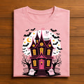 Haunted House Halloween Shirt for Women, Cute Ghost Spooky Tee