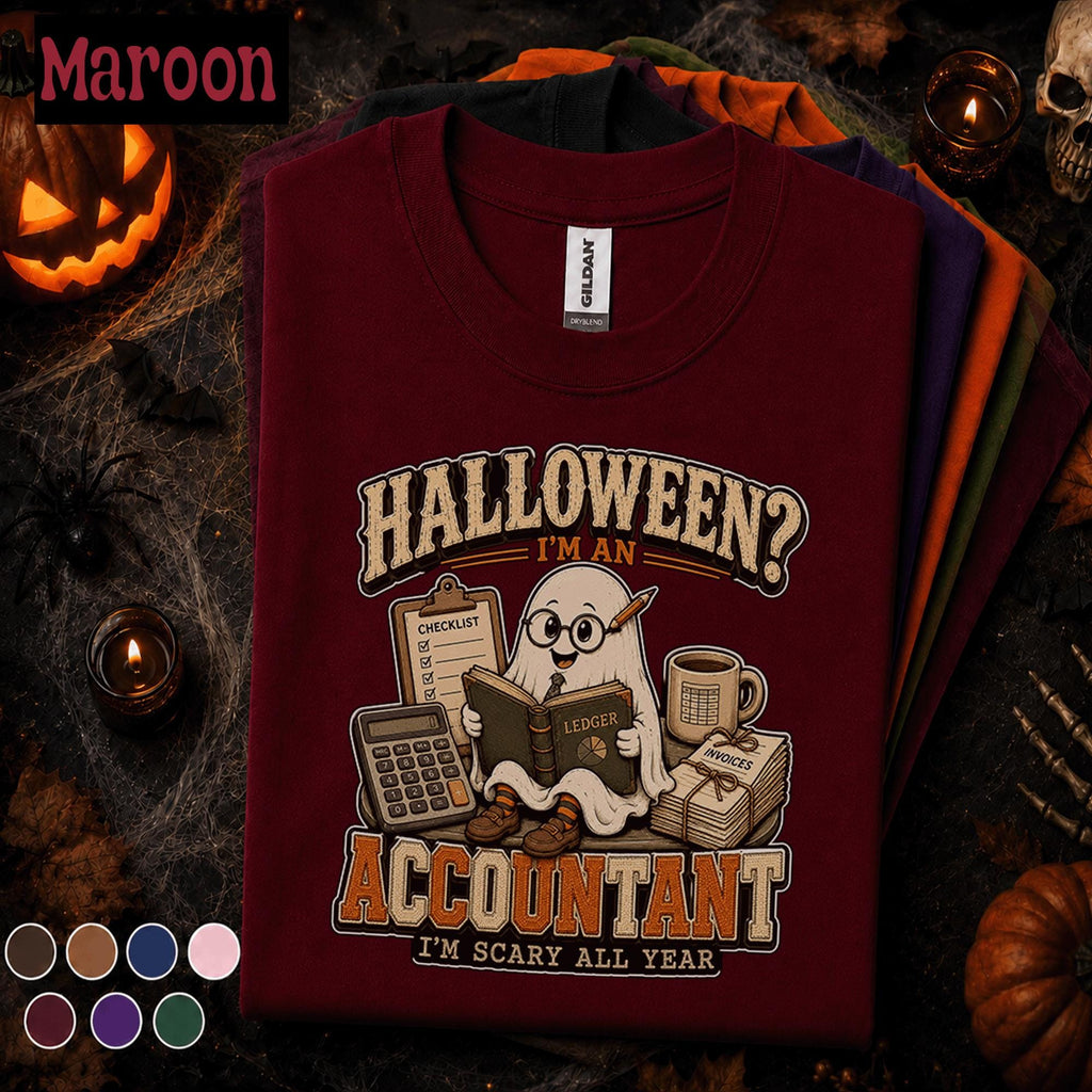 Halloween Accountant Shirt, Funny Ghost Accounting Tee, Scary All Year CPA Gift, Bookkeeper Halloween Shirt, Spooky Finance Office Tee