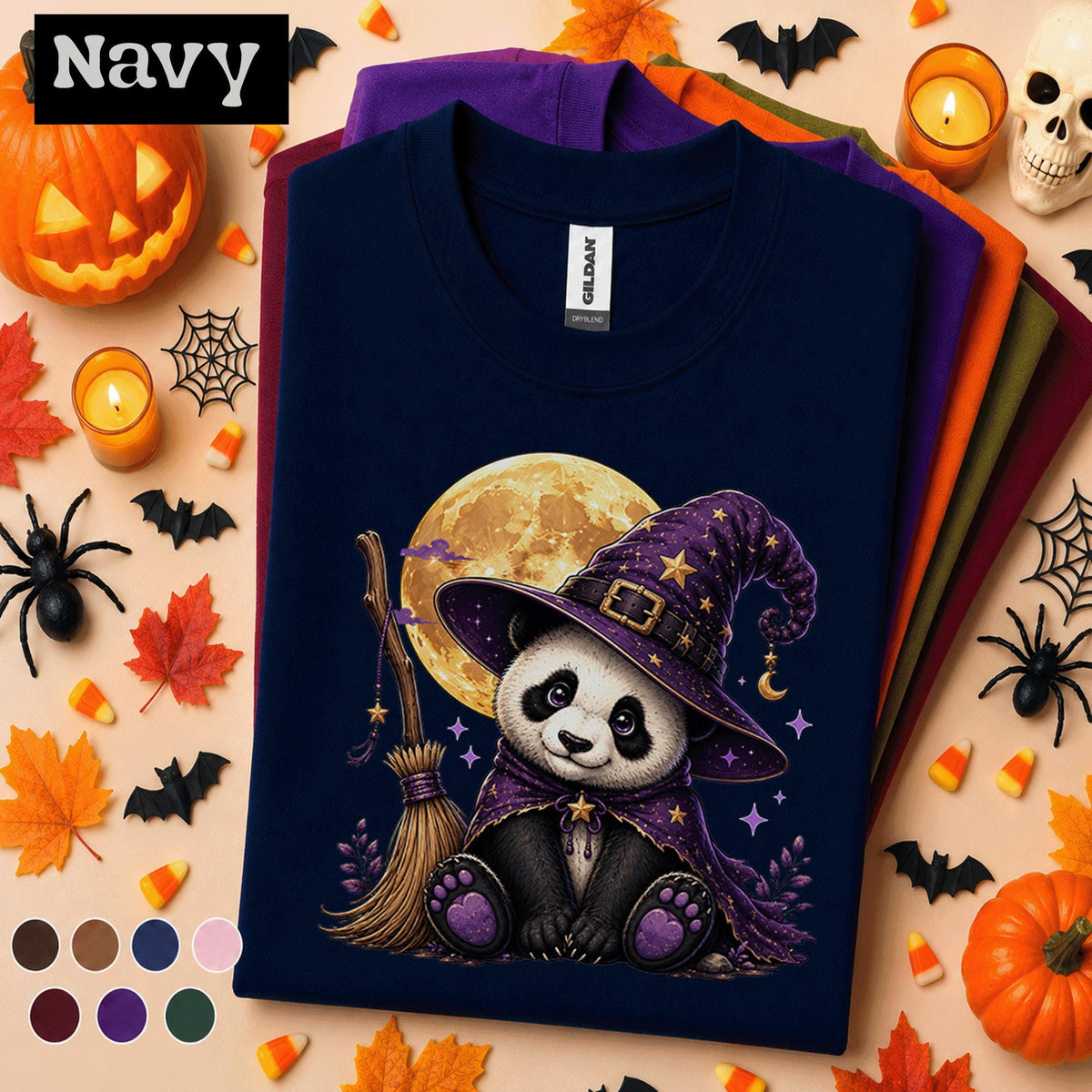 Halloween Panda Shirt, Witch Panda T Shirt, Cute Spooky Season Tee, Moon Broom Shirt, Panda Lover Halloween Gift, Witchy Fall Tee