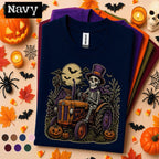 Skeleton Farmer Halloween Shirt, Spooky Tractor Tee, Vintage Farm Halloween T Shirt, Pumpkin Farmer Gift, Gothic Country Tee