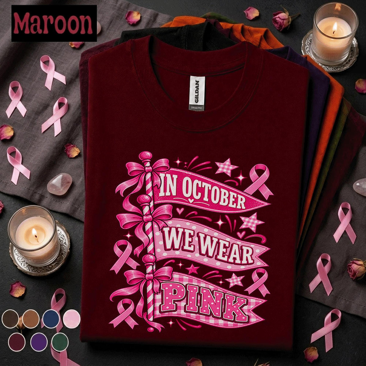 Breast Cancer Awareness Shirt, In October We Wear Pink Tee, Pink Ribbon Shirt, Pink Out October Tee, Breast Cancer Support Gift for Women