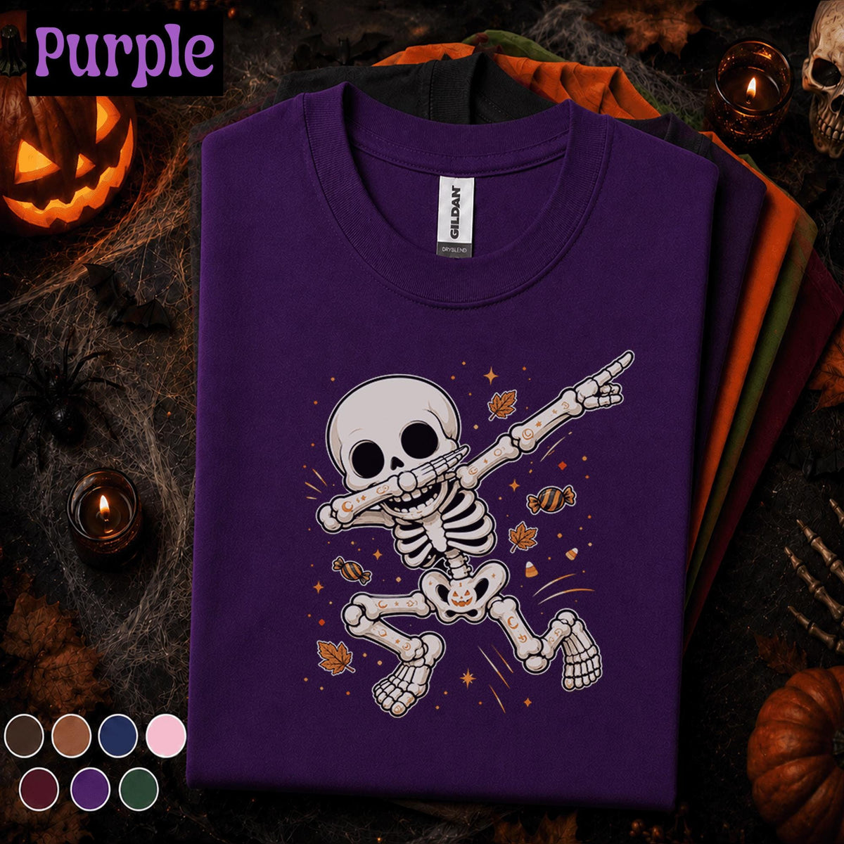 Dabbing Skeleton Halloween Shirt, Funny Spooky Season Tee, Cute Skeleton Shirt, Kids Youth Boys Halloween Gift, October Party Tee