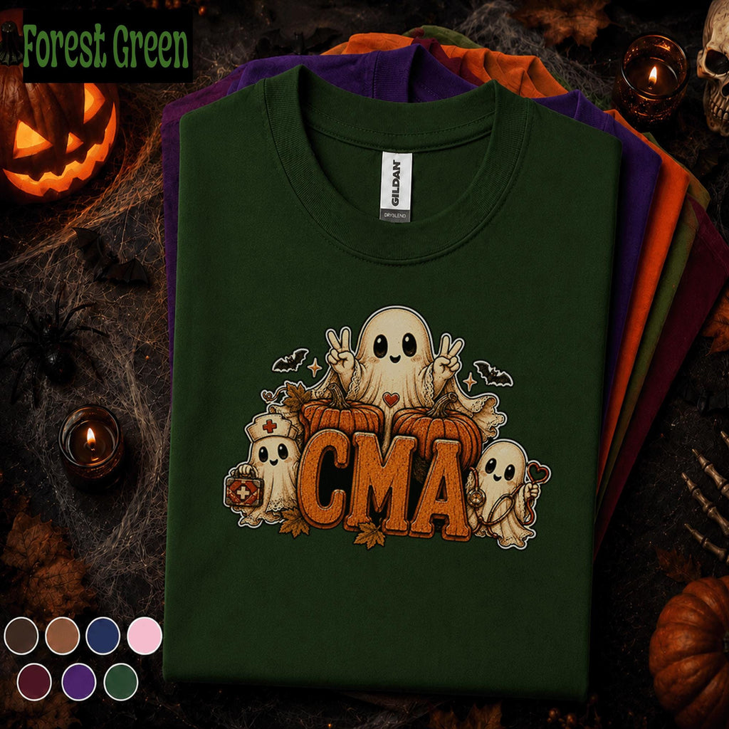 CMA Halloween Shirt, Certified Medical Assistant Ghost Tee, Spooky Healthcare Worker Gift, Cute Medical Assistant Fall Nursing T-Shirt