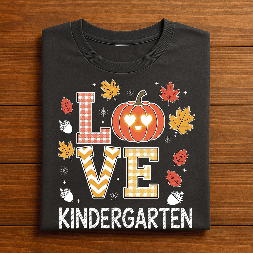 love kindergarten halloween pumpkin shirt, cute pumpkin kindergarten teacher Thanksgiving, fall Teacher Gift Teacher Thanksgiving Sweatshirt