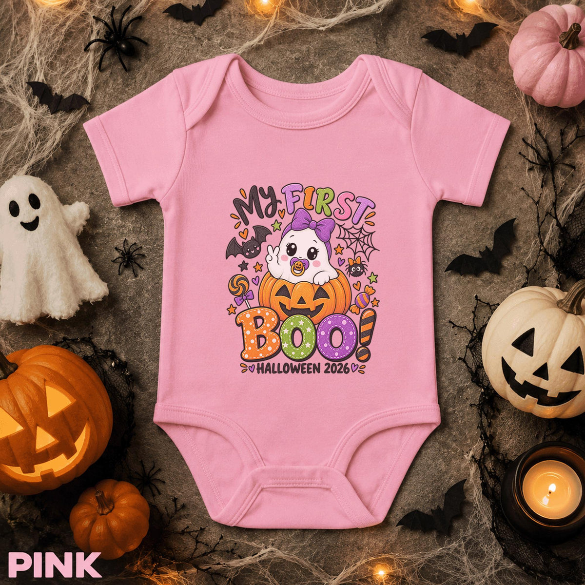 My First Boo Halloween 2026 Baby Bodysuit, Cute Ghost Pumpkin Infant Onesie, Baby First Halloween Outfit, Spooky Season Baby Gift