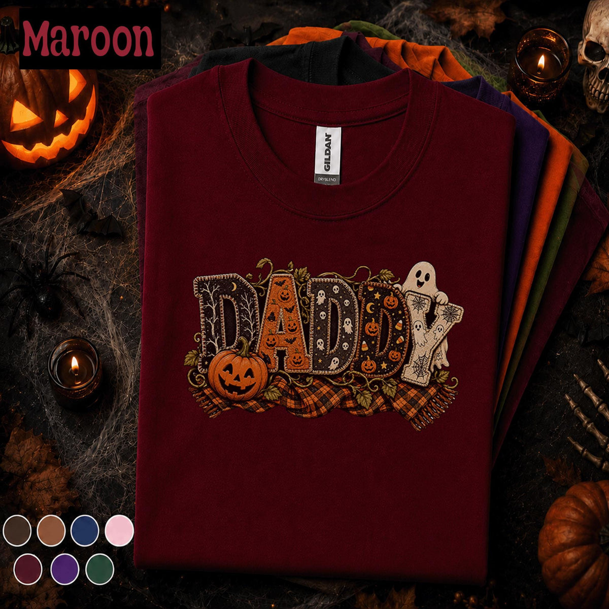 Daddy Halloween Shirt, Spooky Dad Pumpkin Tee, Cute Ghost Father Shirt, Vintage Halloween Dad Gift, Fall Jack O Lantern Family Top