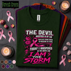 Breast Cancer Awareness Shirt, I Am the Storm Pink Ribbon Tee, Butterfly Cancer Fighter Shirt, Survivor Support Gift, October Pink Tee