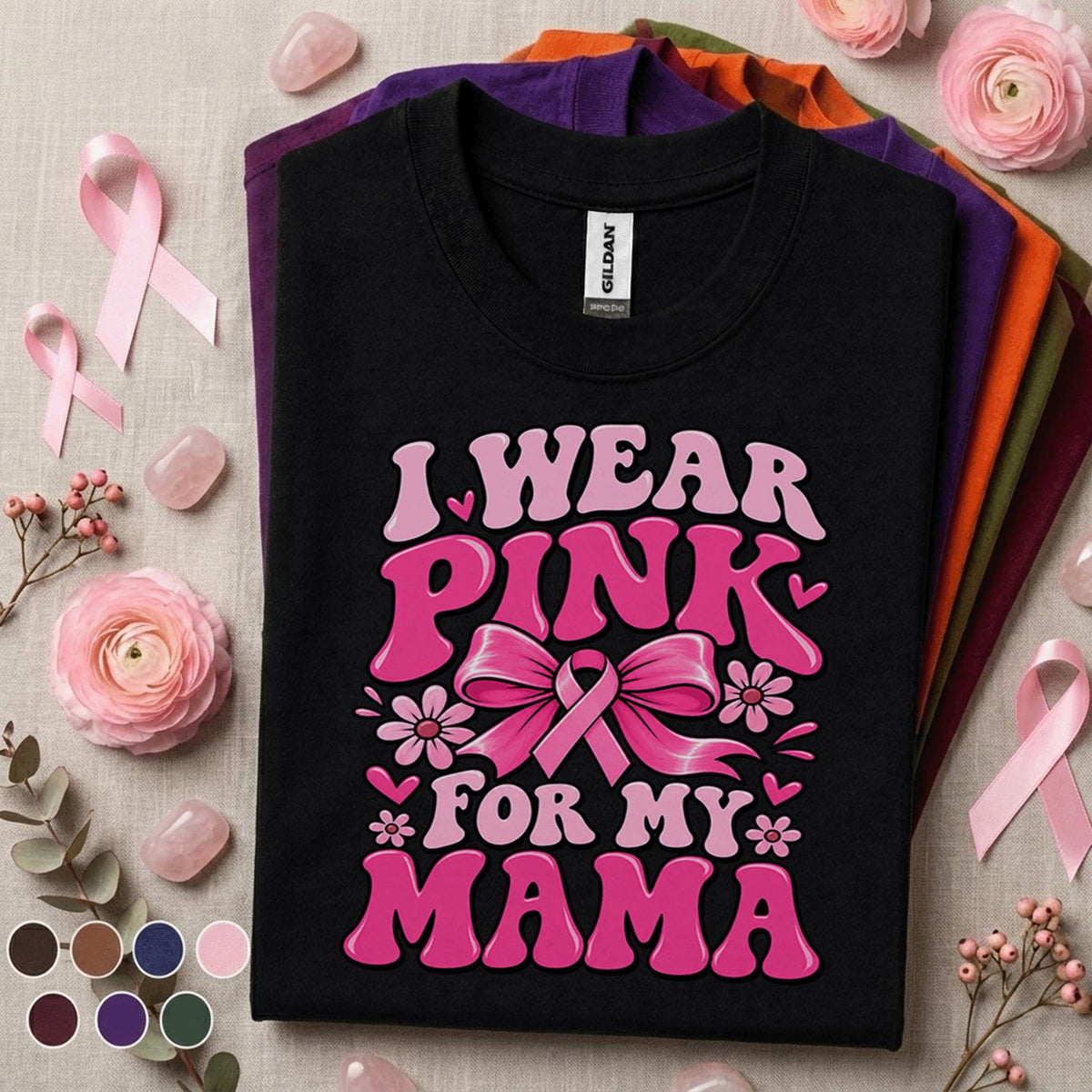 Breast Cancer Awareness Shirt, I Wear Pink for My Mama Tee, Pink Ribbon Mom Support Shirt, October Awareness Family Gift for Daughter