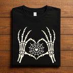 Couple Skeleton Hands Spiderweb Heart Shirt, Gothic Halloween Tee