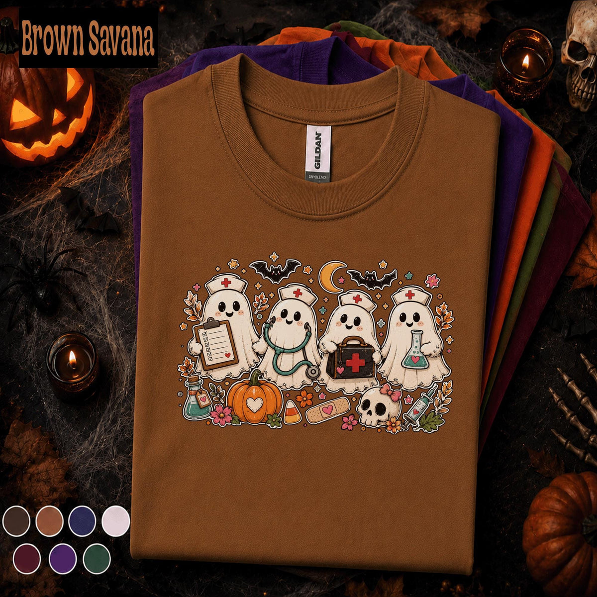 Cute Ghost Nurse Halloween Shirt, Spooky Nursing Tee, Medical Pumpkin Shirt, Healthcare Worker Halloween Gift, Nurse Squad Costume Tee