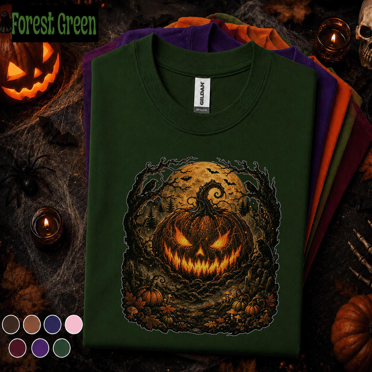 Scary Pumpkin Halloween Shirt, Evil Jack O Lantern Tee, Spooky Full Moon Horror Shirt, Creepy Pumpkin Tee, Halloween Gift for Him