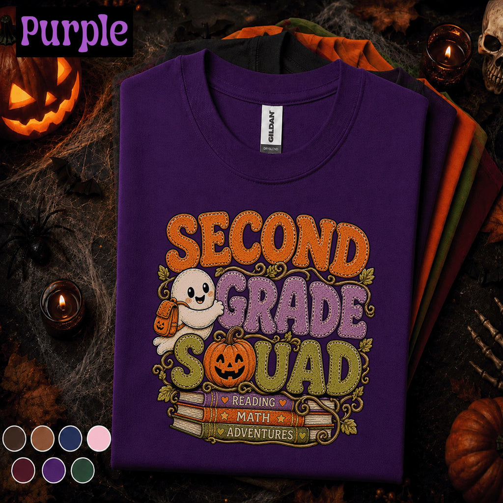 Second Grade Squad Halloween Shirt, Teacher Ghost Pumpkin Tee, 2nd Grade Teacher Shirt, Spooky School Team Tee, Fall Classroom Gift