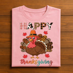 Autumn Happy Thanksgiving Shirt Turkey Pumpkin Fall Leaves Seasonal Outfit Tee, Happy Thanksgiving Sweatshirt, Gift Thanksgiving Family Tee