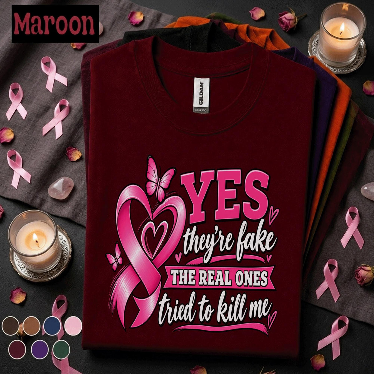 Breast Cancer Survivor Shirt, Yes Theyre Fake Funny Pink Ribbon Tee, Cancer Survivor Humor Shirt, Warrior Gift for Women, October Tee