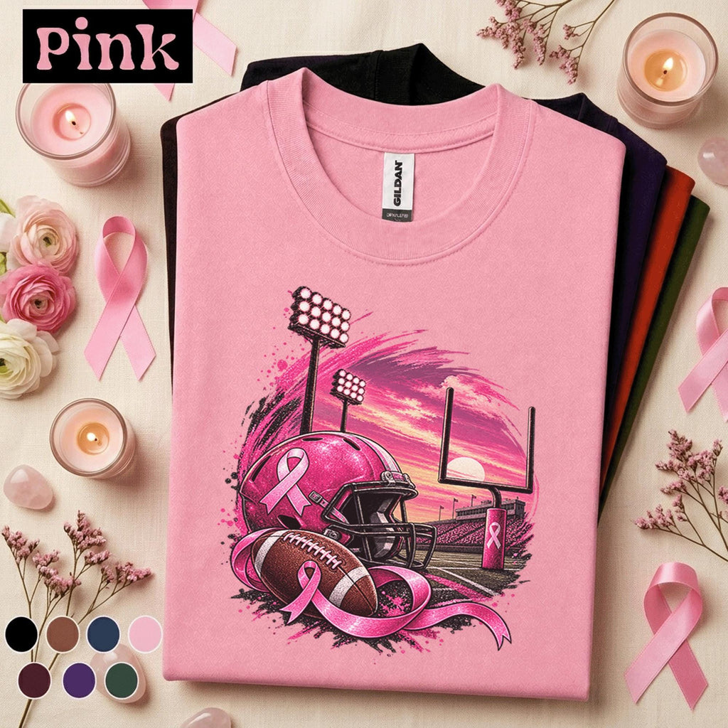 Breast Cancer Awareness Football Shirt, Pink Ribbon Game Day Tee, Pink Out Football Shirt, October Awareness Support Gift for Women