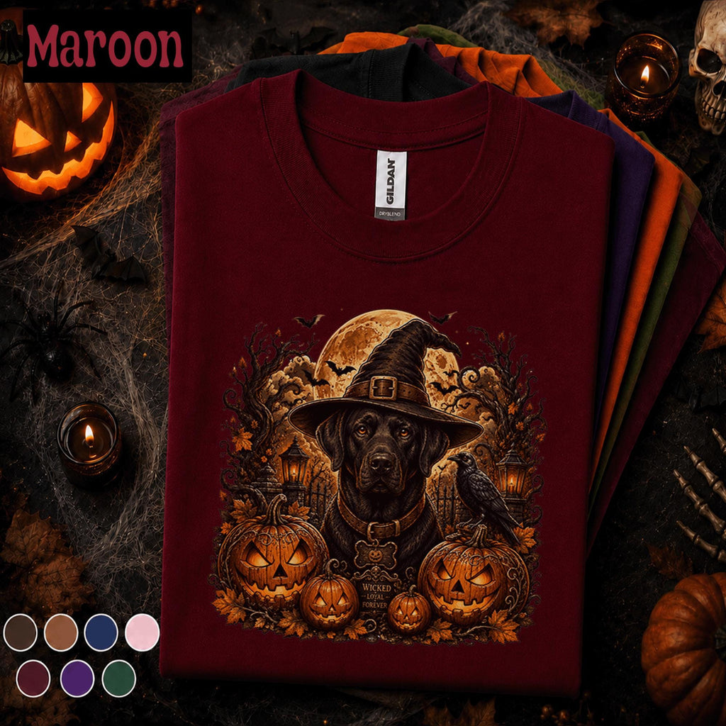 Halloween Black Lab Shirt, Witch Dog T Shirt, Spooky Labrador Tee, Pumpkin Shirt, Dog Lover Halloween Gift, Witchy Fall Tee
