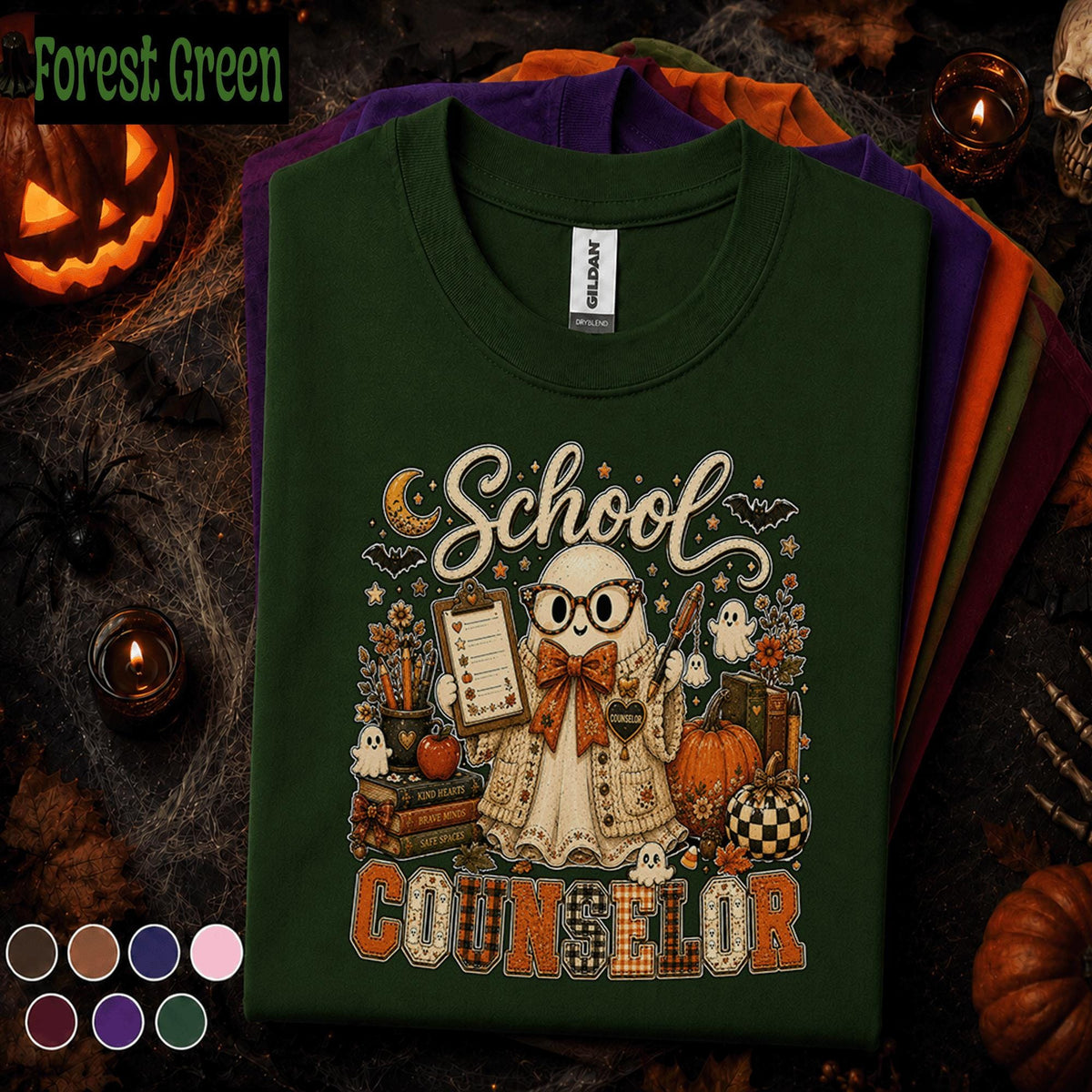 School Counselor Halloween Shirt, Cute Ghost Counselor Tee, Spooky Fall School Counseling Shirt, Pumpkin Counselor Gift for Women
