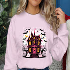 Haunted House Halloween Shirt for Women, Cute Ghost Spooky Tee, Kawaii Haunted Mansion T-Shirt, Fall Shirt, Gift Halloween Shirt For girls
