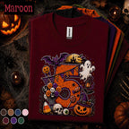 5th Birthday Halloween Shirt, Spooky Number 5 Tee, October Birthday Party Shirt, Ghost Pumpkin Witch Kids Halloween Gift for Girls Boys