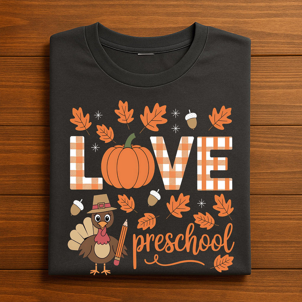 love Preschool halloween pumpkin shirt, cute pumpkin Preschool teacher Thanksgiving, fall Teacher Gift Teacher Thanksgiving Sweatshirt