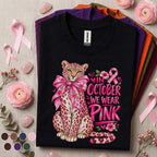 Breast Cancer Awareness Shirt, In October We Wear Pink Tee, Pink Ribbon Leopard Shirt, Pink Out Breast Cancer Support Gift for Women