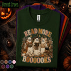 Read More Boooooks Halloween Shirt, Cute Reading Ghost Teacher Tee, Book Lover Spooky Season Shirt, Cozy Fall Librarian Gift Tee