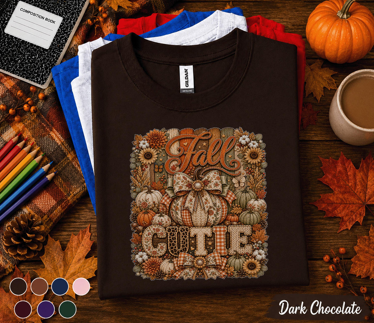 Fall Cutie Shirt Cute Autumn Pumpkin Bow Tee, Cozy Fall Season Shirt, Thanksgiving Outfit, Pumpkin Patch Shirt, Rustic Autumn Gift for Women