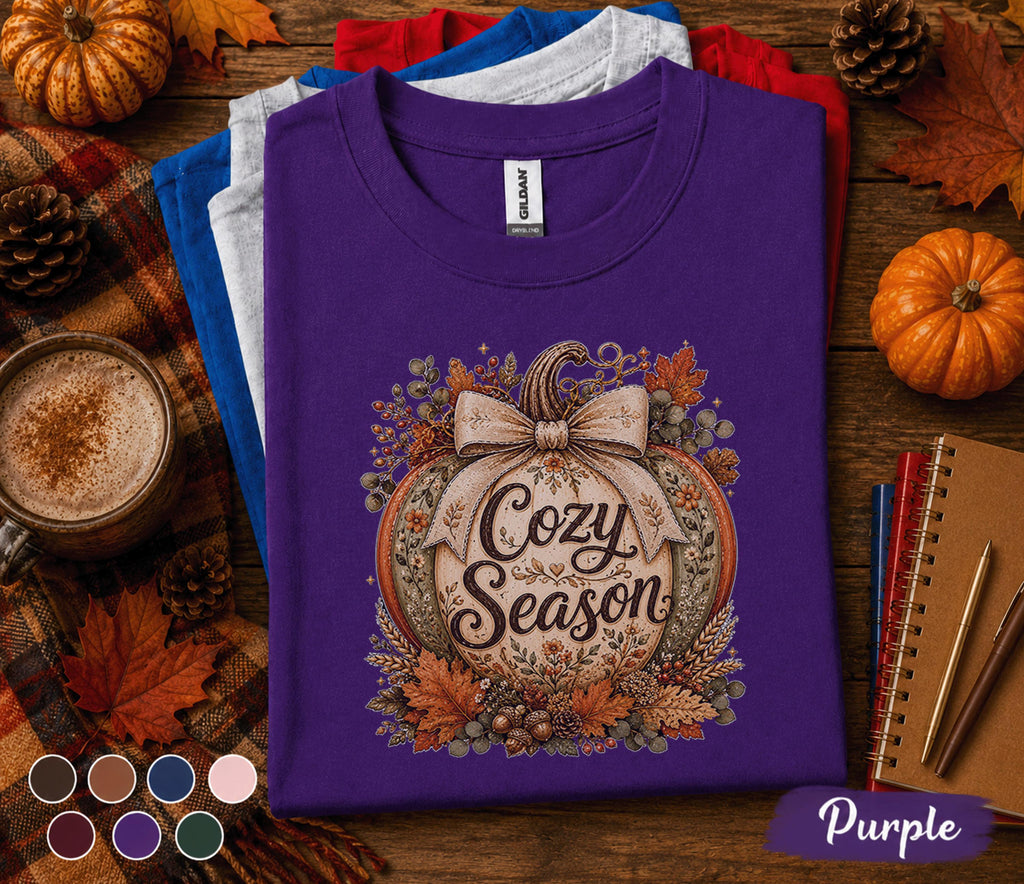 Cozy Season Pumpkin Shirt, Cute Fall Pumpkin Tee, Autumn Harvest Shirt, Thanksgiving Pumpkin Sweatshirt, Cozy Autumn Outfit Gift for Her